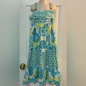 Naartjie Bold Print Dress Sz 10 Turq/Green